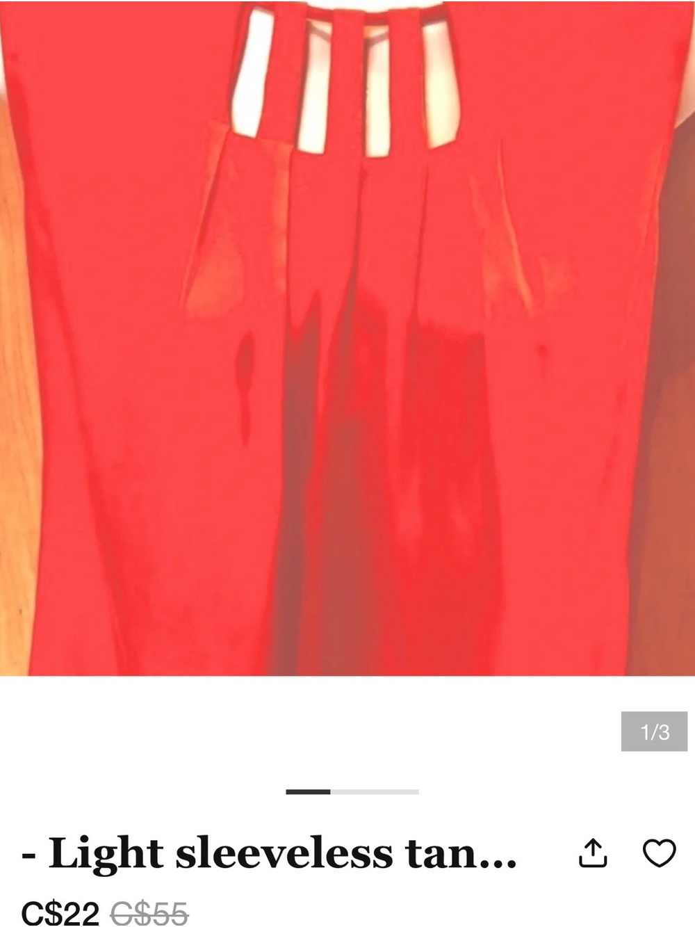 Sleeveless Red Women's Top with Front Cutout